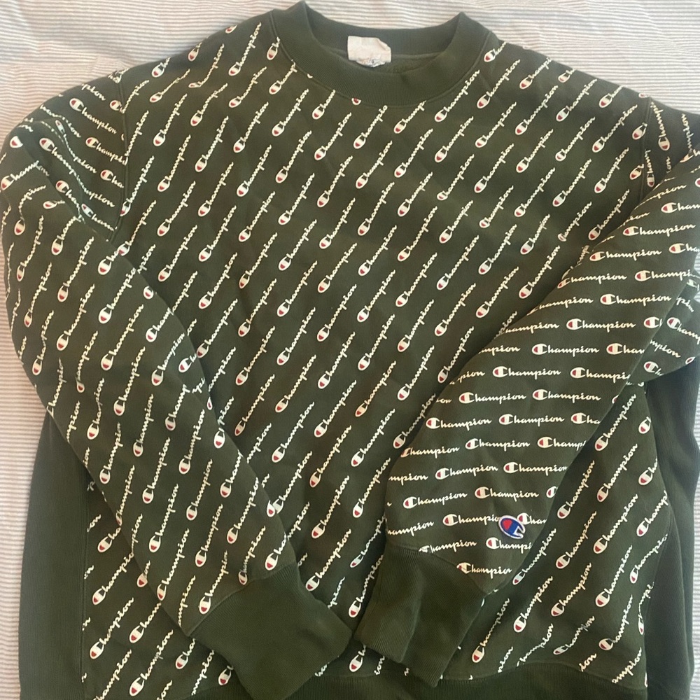 Mens Champion Reverse Weave Crewneck Sweatshirt Olive